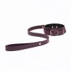 Custom Bordo Black leather collar choker and leash set 792 color variations, handmade to your size BB1