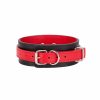 Custom made to your size Black Red leather human collar view from buckle BR