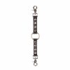 Handmade black leather long connector with o ring and silver hardware 1