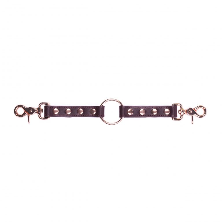 Handmade bordo leather long connector with o ring and rose gold hardware