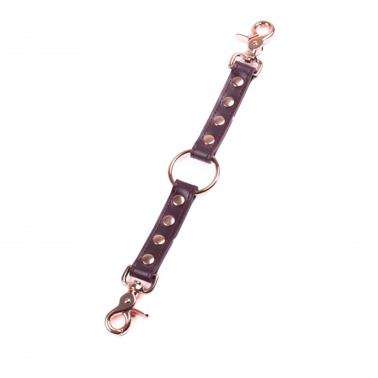 Handmade bordo leather long connector with o ring and rose gold hardware 1