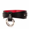 handmad black bed leather human collar choker with two O rings