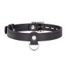 handmade black leather everyday collar choker with D ring and lockable buckle view from d ring 1