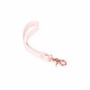 handmade light pink leather pet human short leash with rose gold hardware