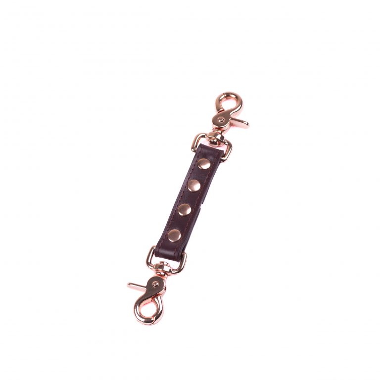 handmade bordo leather medium connector with rose gold hardware 1