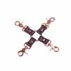 handmade bordo leather qudruple connector with rose gold hardware
