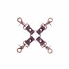 handmade bordo leather qudruple connector with rose gold hardware 1