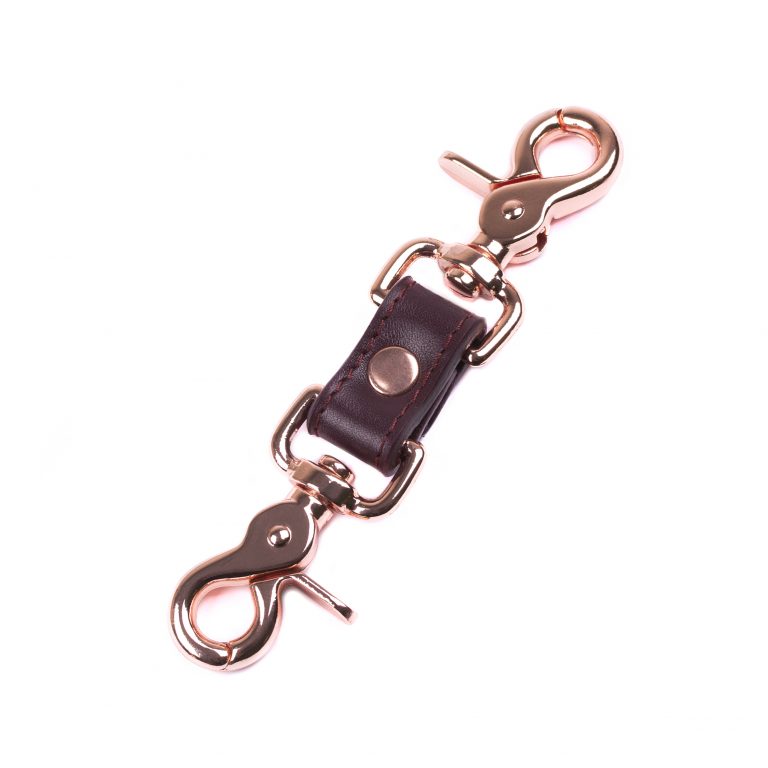 handmade bordo leather short connector with rose gold hardware
