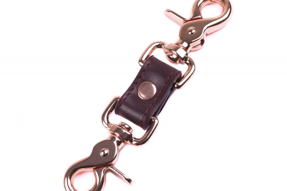 handmade bordo leather short connector with rose gold hardware