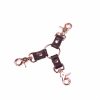 handmade bordo leather triple connector with rose gold hardware 1