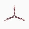 handmade long bordo leather triple connector with rose gold hardware 2