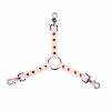 handmade long light pink leather triple connector with silver hardware