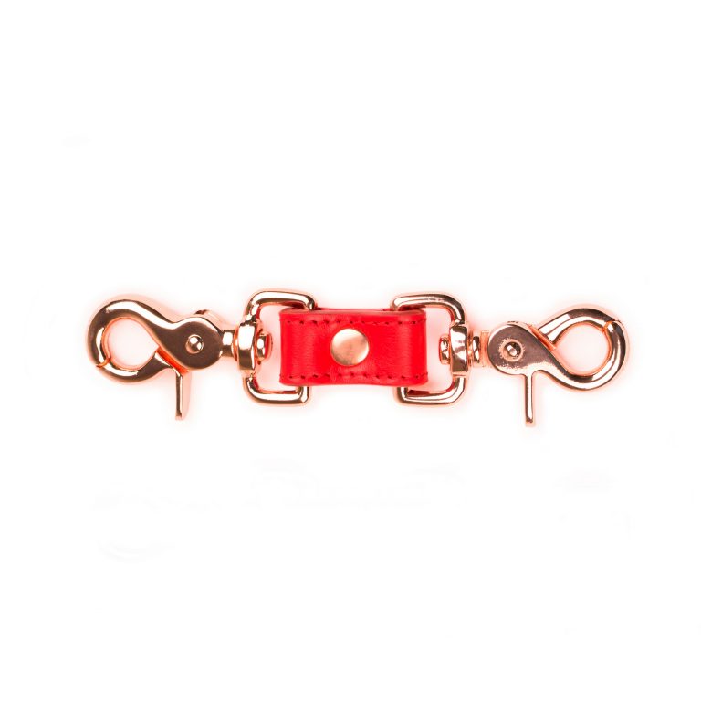 handmade red leather short connector with rose gold hardware