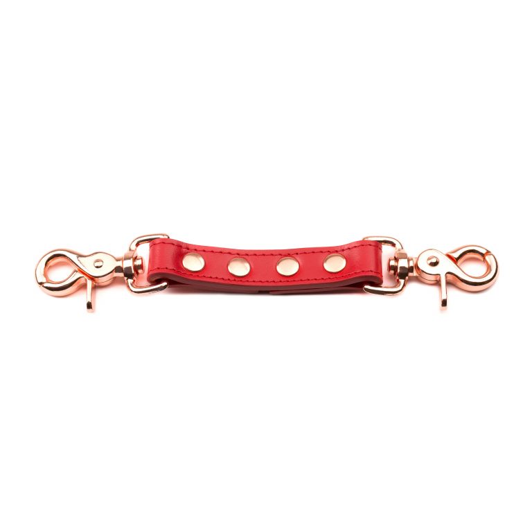 handmade red leather medium connector with rose gold hardware 1