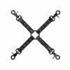 hanmade black leather long quadruple connector with black hardware 1