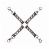 hanmade black leather long quadruple connector with silver hardware 1