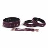 Handmade bordo black leather set belt thigh cuffs garters