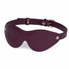 Handmade bordo leather blindfold side view 1