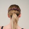 Handmade bordo leather blindfold view from behind 1