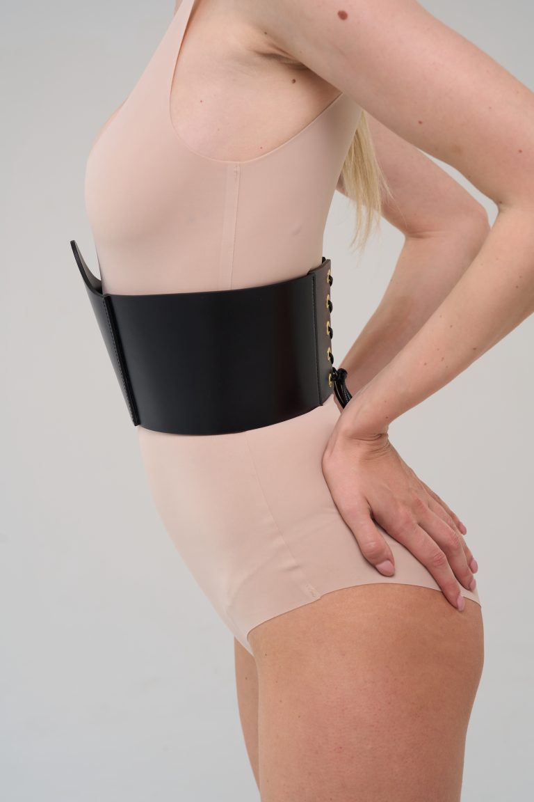 handmade black leather corset belt 1