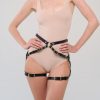 handmade black leather thigh harness 1