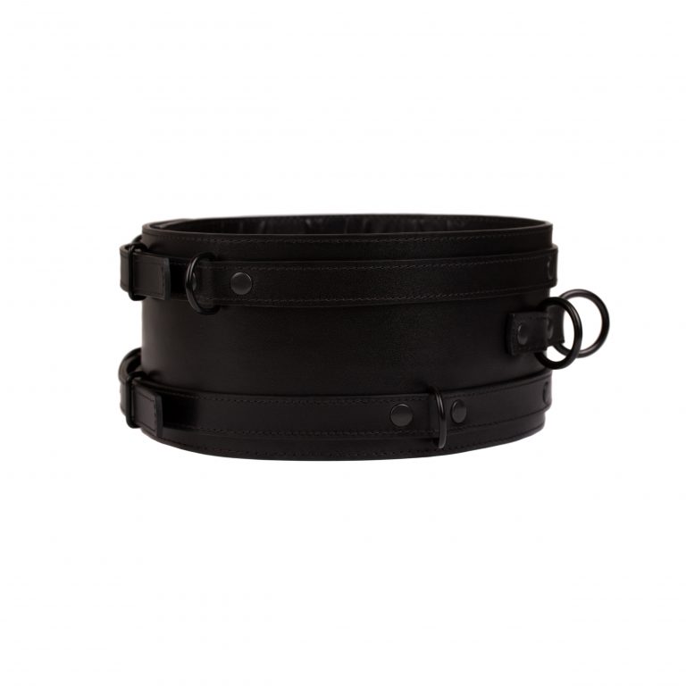 handmade black leather wide belt