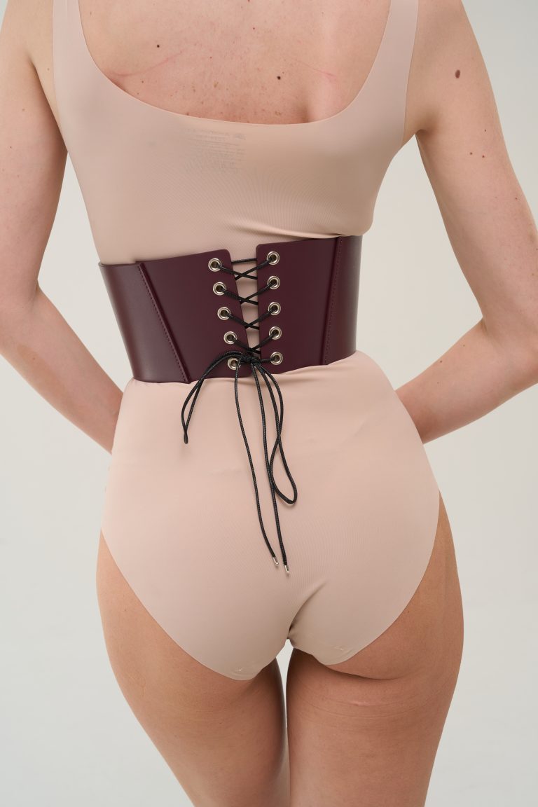 handmade bordo leather corset belt 1